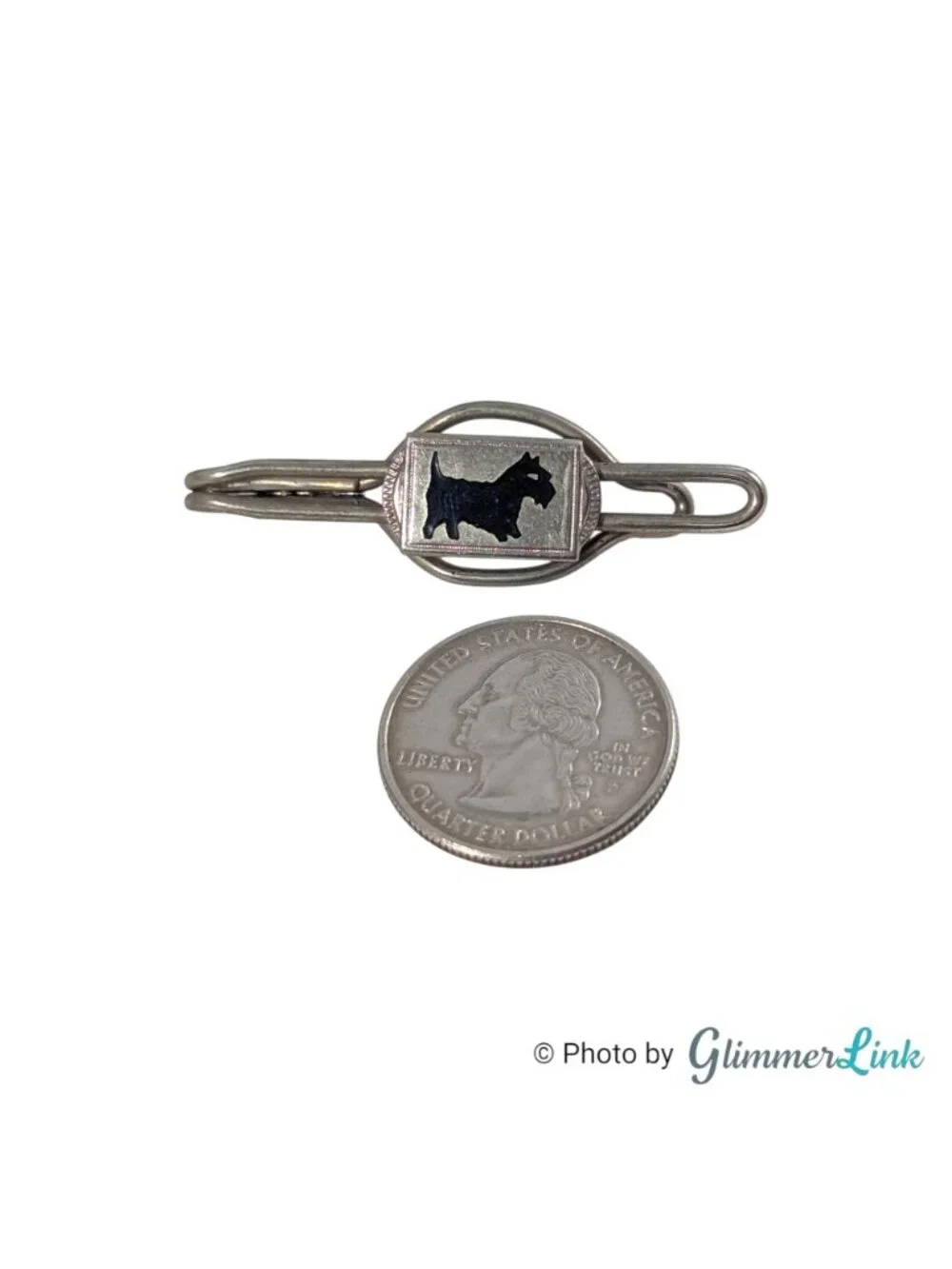 Vintage Junior Scottie Dog Original Card Silver Tone Tie Clip Collar Clip Set